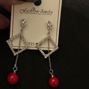 Earrings-Geometric Shape Cubic Zirconia Ball Pendant Drop Dangle Earrings nwt